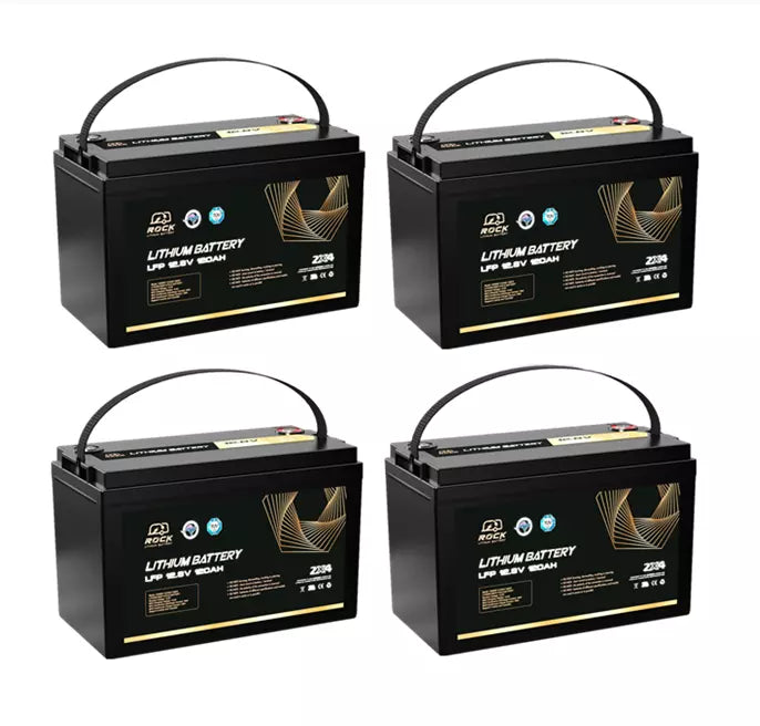 4 x Rock 12V 120Ah Lithium Iron Phosphate LiFePO4 Battery Cells Solar Caravan 4W