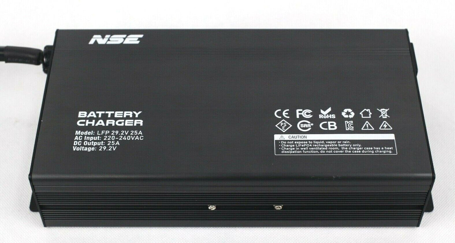 NSE 24V 25A LiFePO4 Lithium Battery Charger AC240V to DC29.2V 25Amps