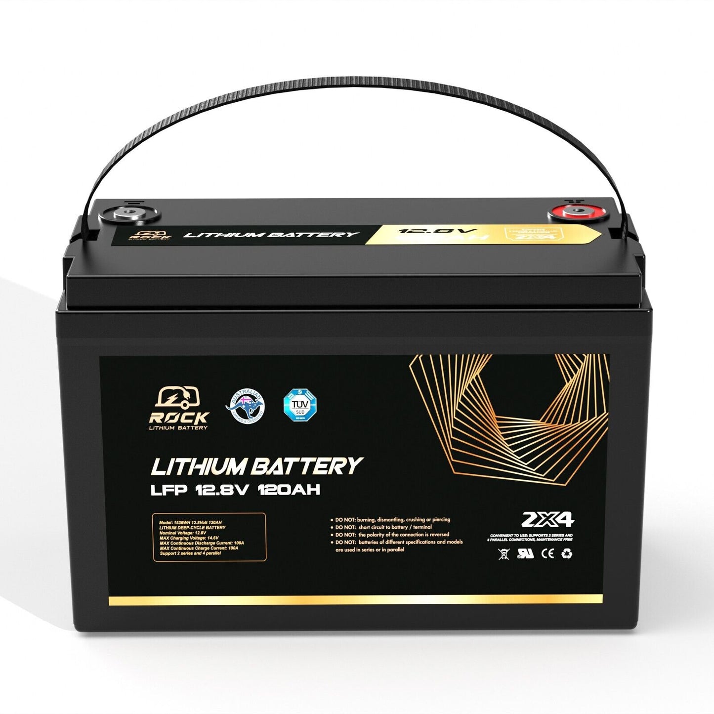 Rock 12V 120Ah Lithium Iron Phosphate LiFePO4 Battery Cells Solar Caravan 4WD RV