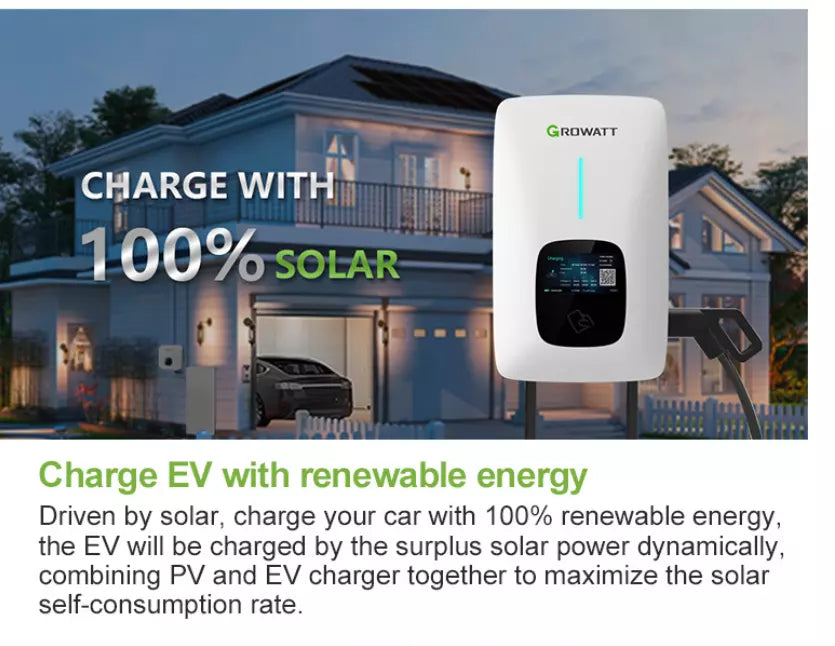 Growatt Type 2 EV Charger 7kw Single Phase 5m Cable IP65 THOR 07AS-P