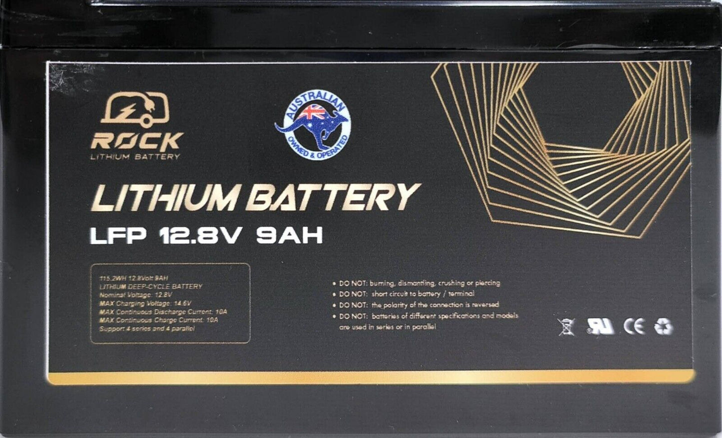 Rock Lithium Iron Phosphate (LiFePO4) Battery 12.8V 9AH