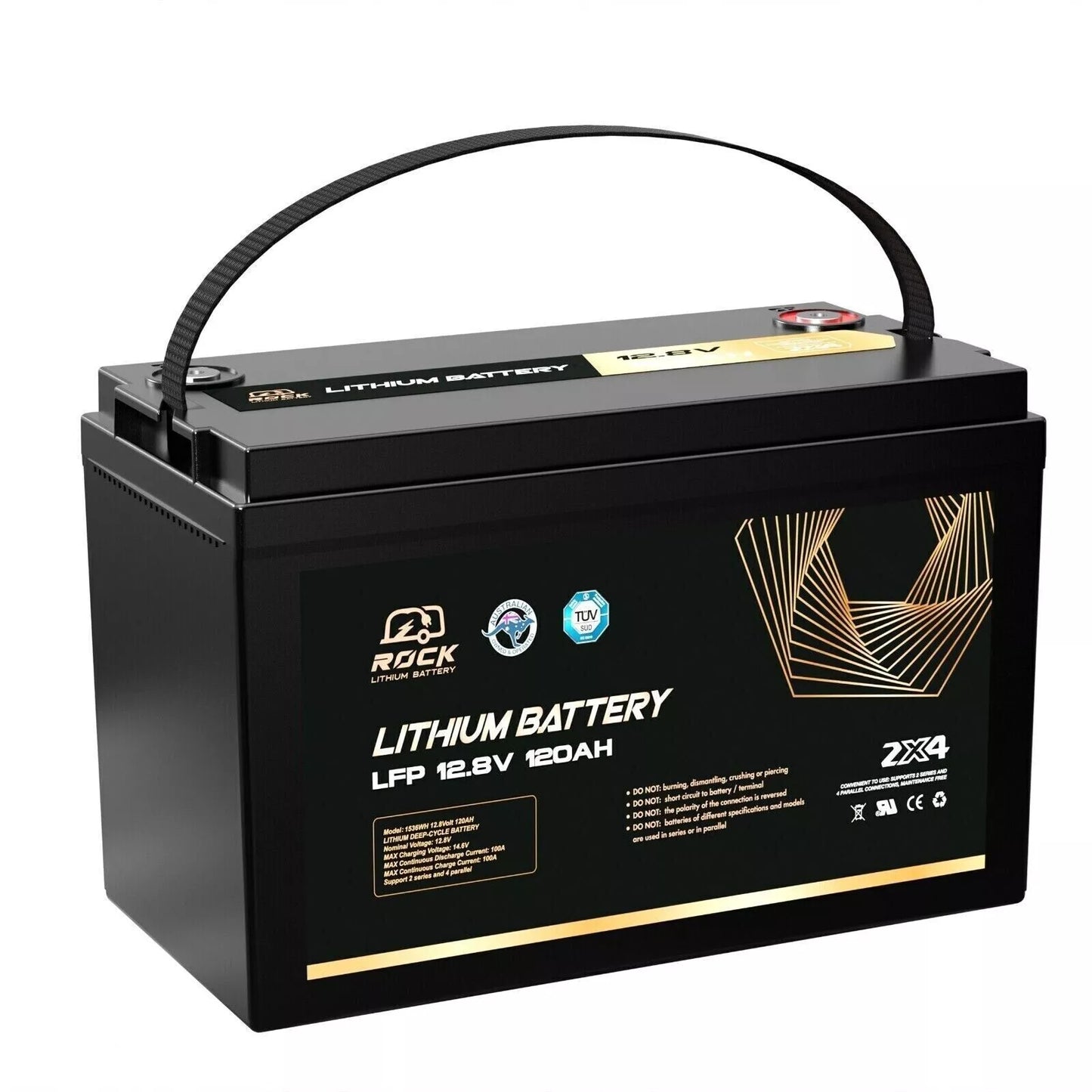 4 x Rock 12V 120Ah Lithium Iron Phosphate LiFePO4 Battery Cells Solar Caravan 4W