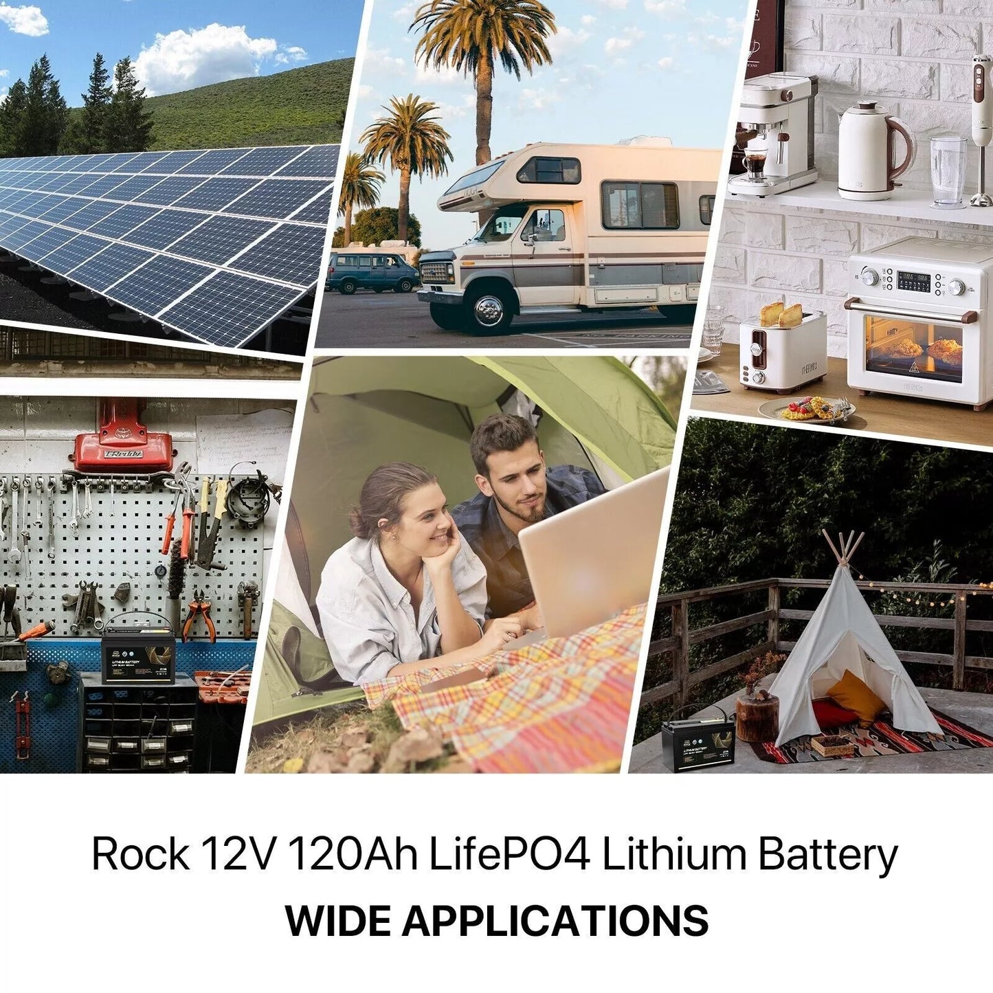 4 x Rock 12V 120Ah Lithium Iron Phosphate LiFePO4 Battery Cells Solar Caravan 4W