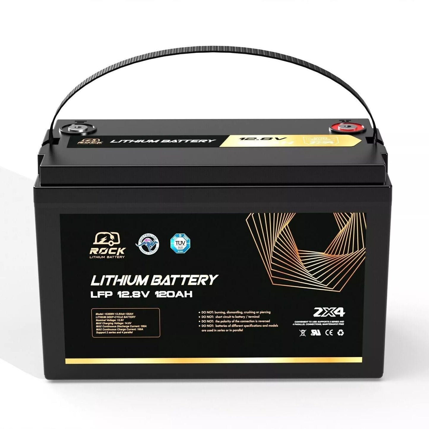 4 x Rock 12V 120Ah Lithium Iron Phosphate LiFePO4 Battery Cells Solar Caravan 4W