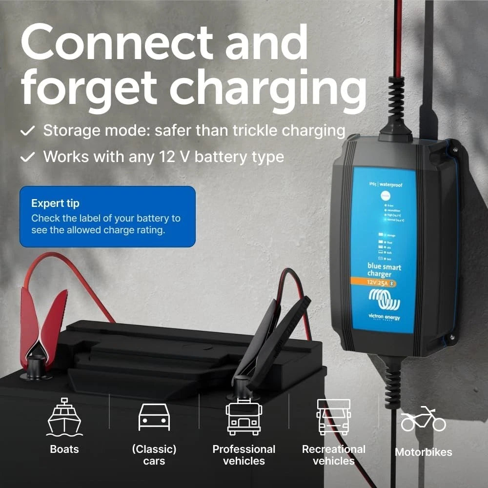 Victron Blue Smart IP65 Charger 12/25(1) 230V AU/NZ 25A Bluetooth PC122531014