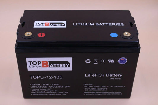 Top Lithium Battery 12V 135Ah Lithium Iron Phosphate Battery LiFePO4 Replace AGM Battery 4WD RV