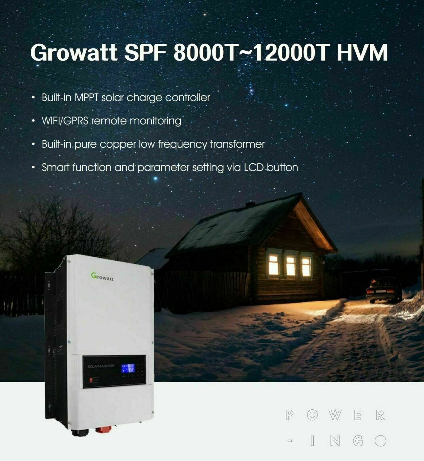 Growatt SPF 12000T HVM Off Grid MPPT Solar Inverter Charger 48V Battery+WIFI
