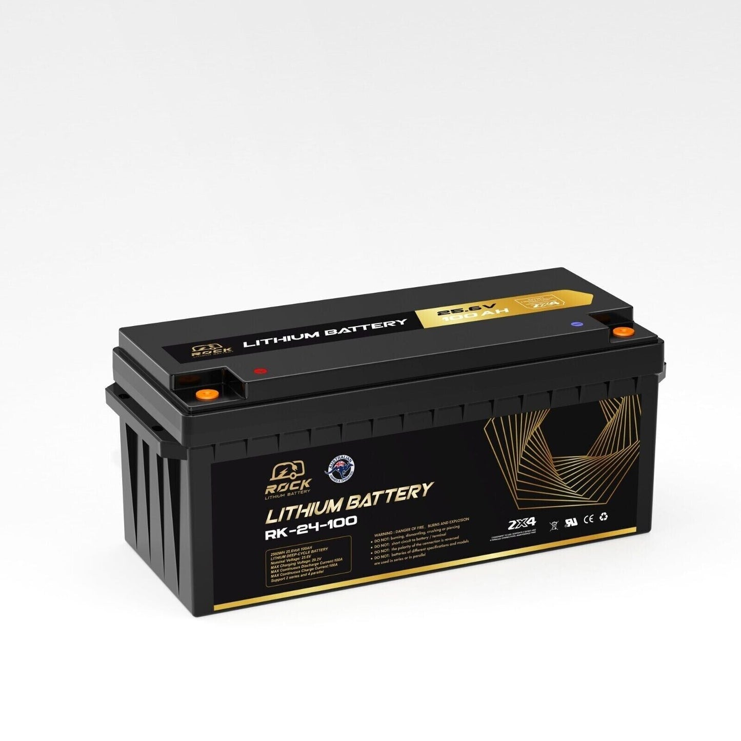 Rock 24V 100Ah LiFePO4 Lithium Iron Battery Deep Cycle rechargeable Caravan RV