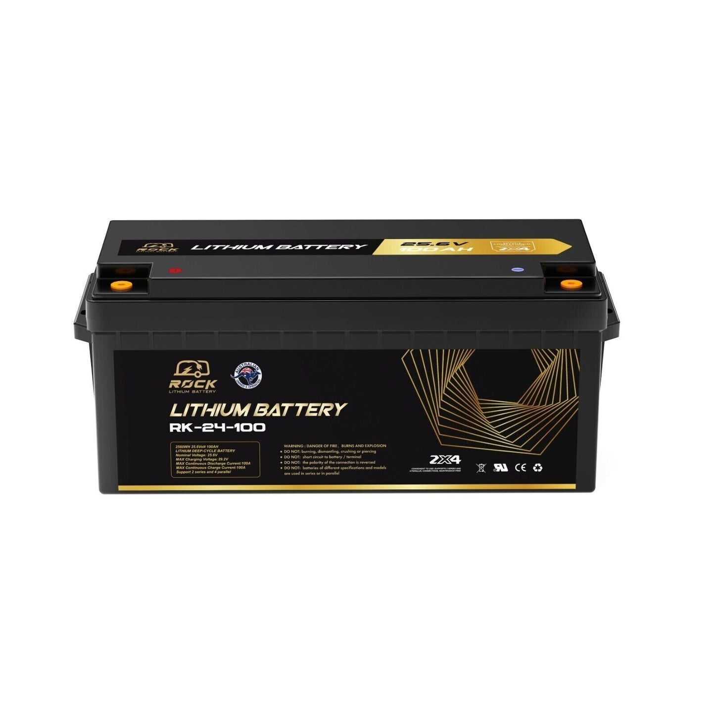 Rock 24V 100Ah LiFePO4 Lithium Iron Battery Deep Cycle rechargeable Caravan RV