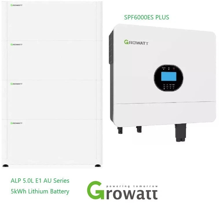 Growatt SPF 6000 ES Plus Off grid solar inverter + ALP 5kw 48V LiFePO4 ...