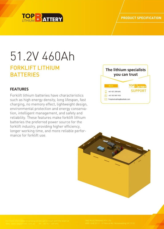 TopLi 48V 460ah LiFePO4 Forklift Battery + 200A Charger