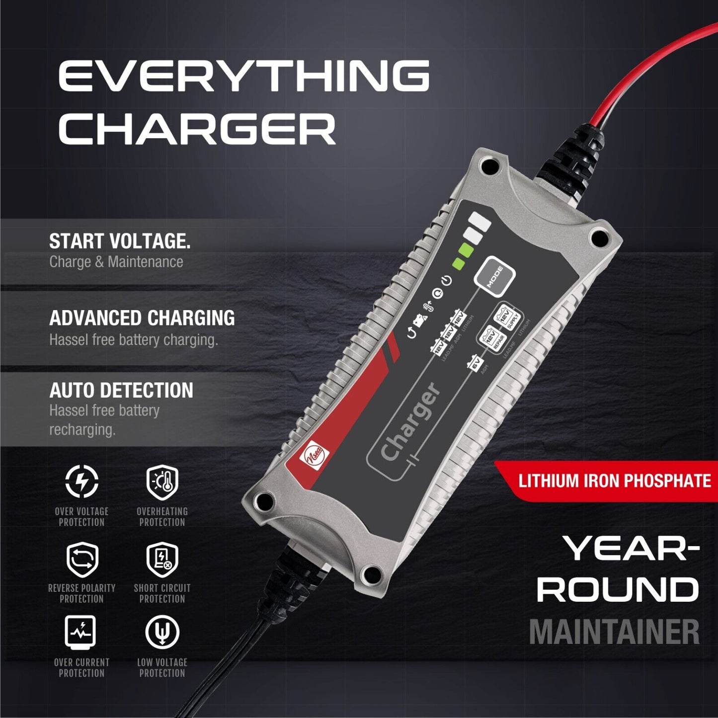 NSE Lithium Battery Charger 12V 5A charge Lead Acid and AGM battery