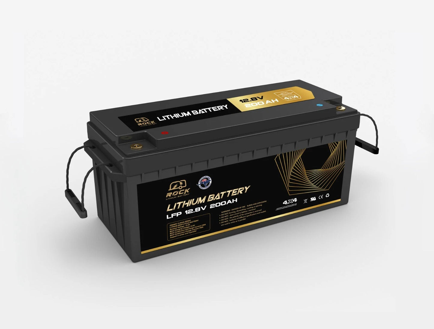 Rock 12V 200Ah Lithium Iron Battery LiFePO4 Rechargeable 4WD / RV