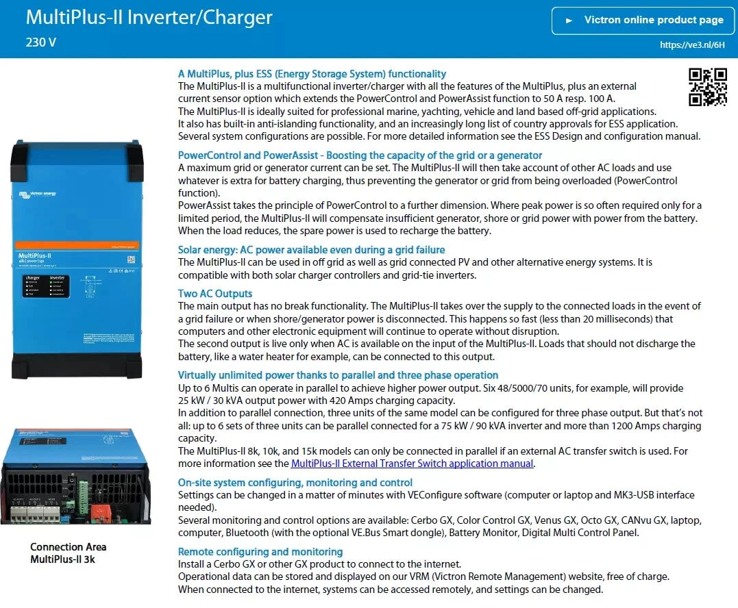 Victron 10kW MultiPlus-II Solar Inverter and Charger 48/10000/140-100 PMP4831050