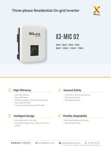 SOLAX THREE PHASE X3-MIC G2 INVERTER 5Kw