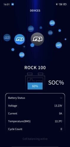 Rock 12V 100Ah Bluetooth Slimline Lithium Battery Rechargeable Deep Cycle