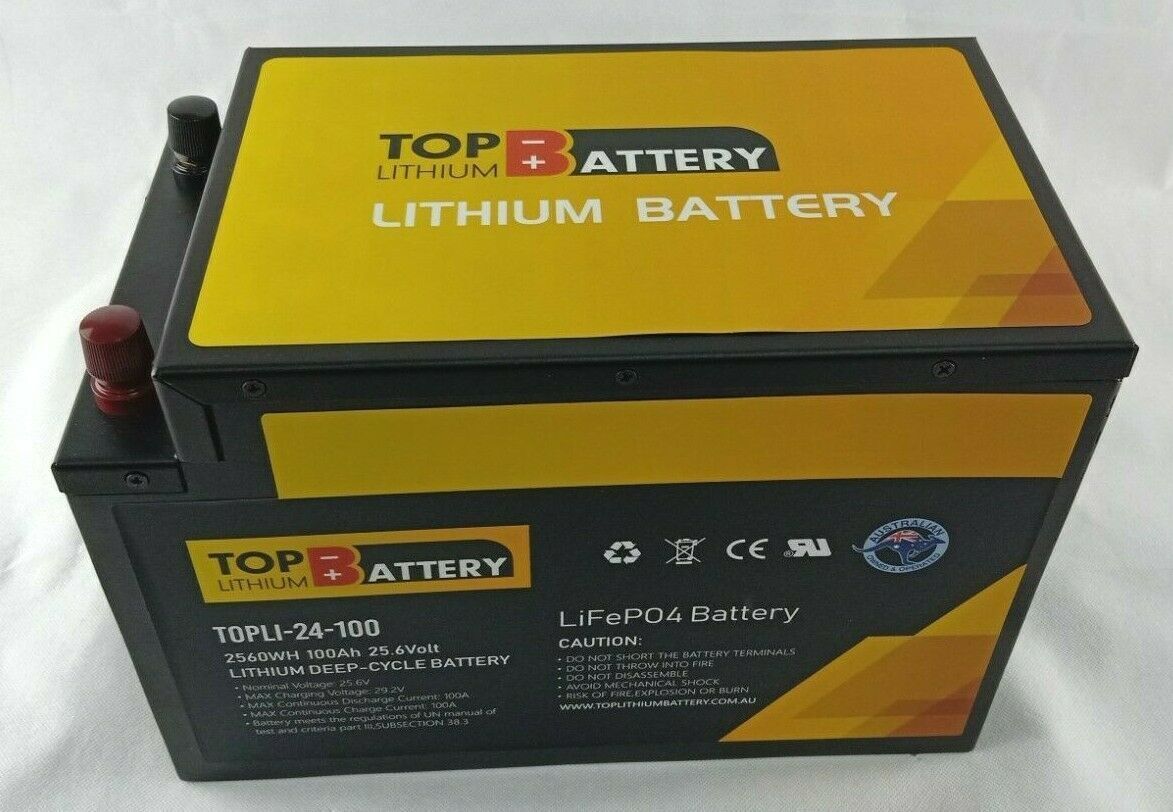 Top Lithium Battery 24V 100Ah Lithium Iron Phosphate Battery Rechargeable Replace AGM GEL