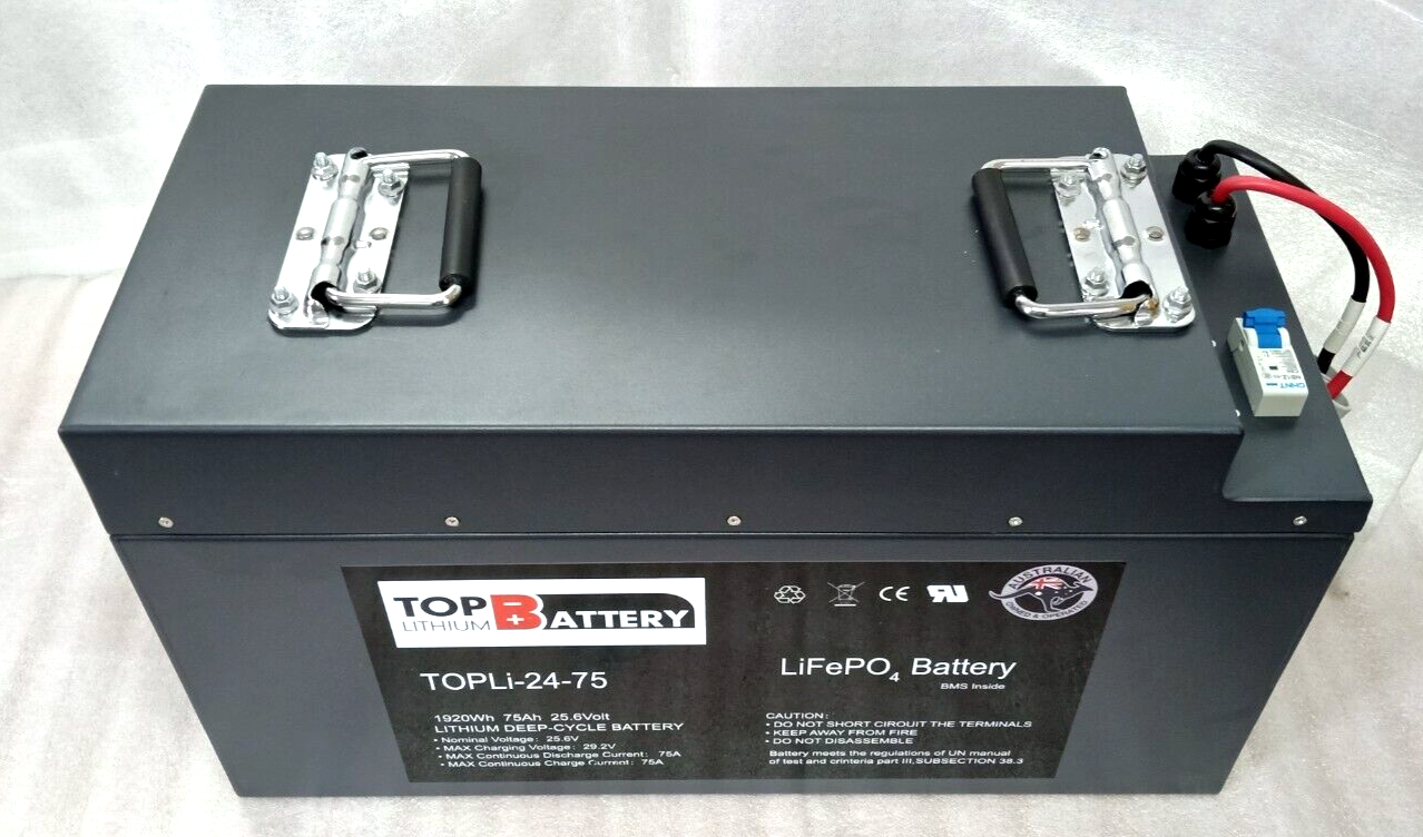 Top Lithium Battery 24V 75Ah 1.92kWh Lithium Battery Energy Storage 120A Anderson Connnector