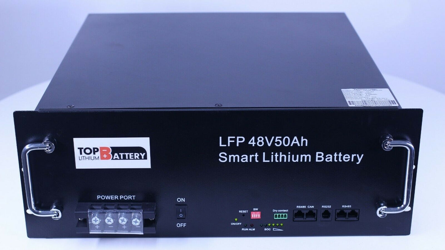 Top Lithium Battery 48V 50Ah Lithium Battery 19 Inch Rack on/ off grid Deep Cycle Energy Storage