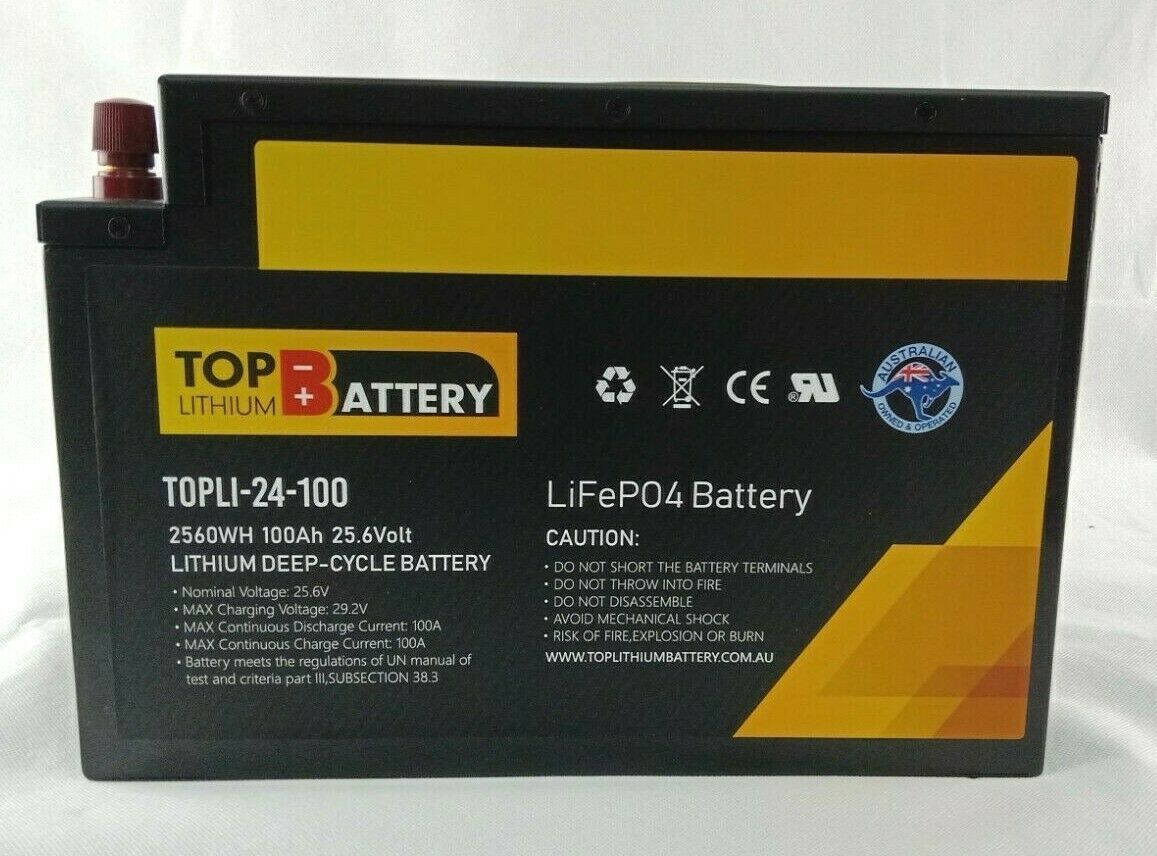 Top Lithium Battery 24V 100Ah Lithium Iron Phosphate Battery Rechargeable Replace AGM GEL