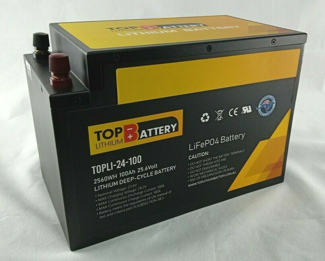 Top Lithium Battery 24V 100Ah Lithium Iron Phosphate Battery Rechargeable Replace AGM GEL