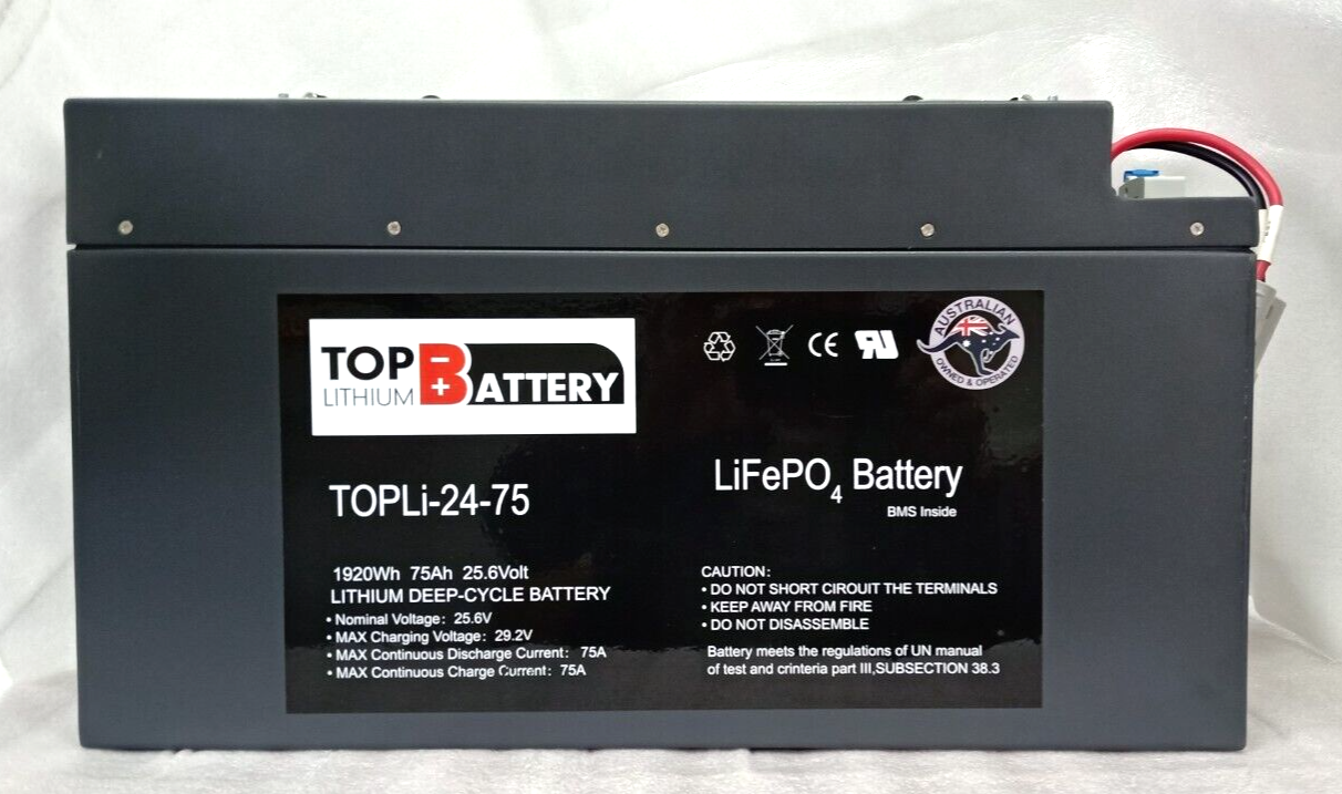 Top Lithium Battery 24V 75Ah 1.92kWh Lithium Battery Energy Storage 120A Anderson Connnector