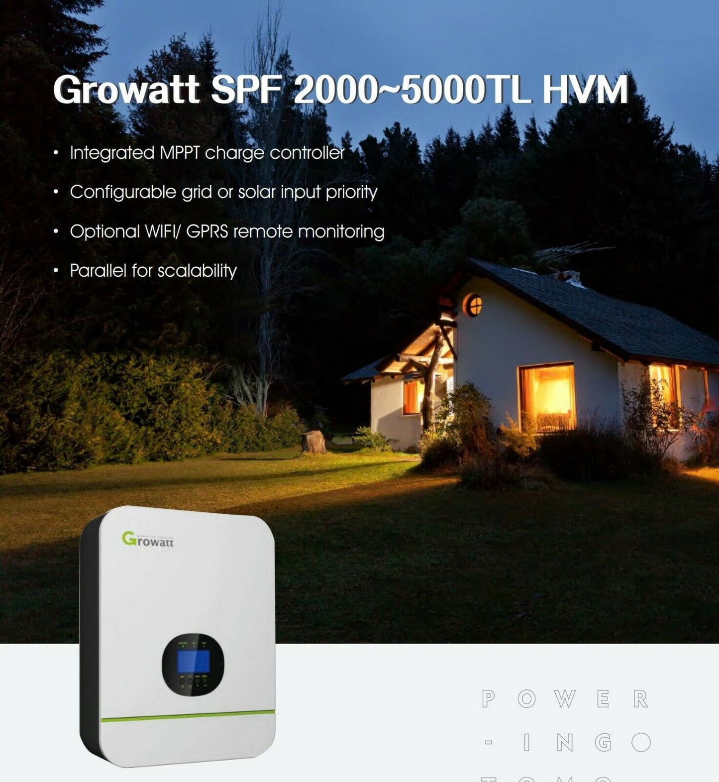 Growatt SPF 5000TL HVM Off-Grid Inverter+Wifi Module support 48V Battery MPPT